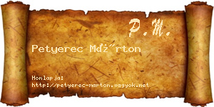 Petyerec Márton névjegykártya